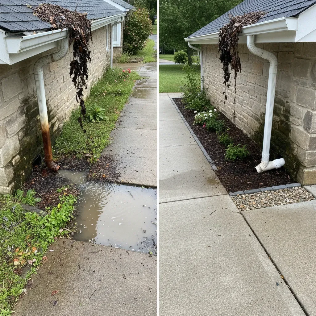 Drainage service transformation - before and after by Elite Landscaping Fredericton in Fredericton